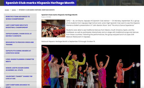 <br><p style="text-align:left">Spanish Club marks Hispanic Heritage Month</p>
